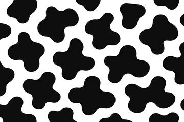 Fototapeta premium High contrast seamless repeating pattern of irregular black cow spots on a clean white background