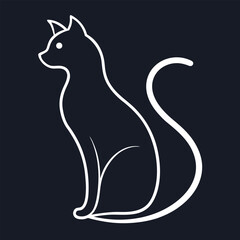 Elegant minimalist line art silhouette of a cat in a sophisticated design