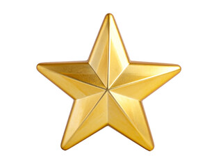 Golden star isolated on a transparent background.