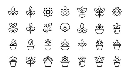 Set of minimalist plant icons simple line art vector design perfect for app design and web elements