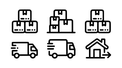 Set of delivery and moving icons simple line vector design for apps and websites isolated on white background