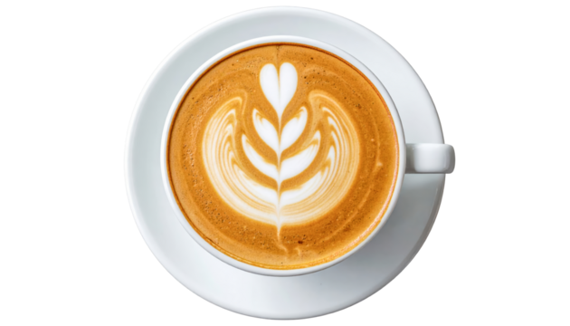 Cup of cappuccino isolated on a transparent background.