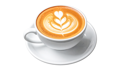 Cup of cappuccino isolated on a transparent background.