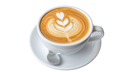 Cup of cappuccino isolated on a transparent background.