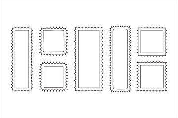 Postage stamp border frames for postal designs and vintage label artwork