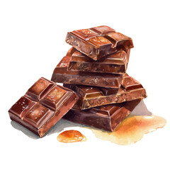 Chocolate, watercolor drawing vector, isolated on a white background.