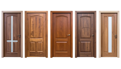 Set of the wooden doors isolated on a transparent background.