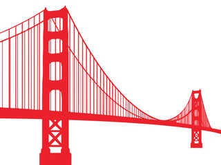 Red Suspension Bridge Graphic Illustration