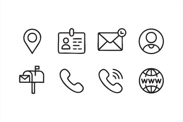 Contact and communication icons for business cards, websites, and UI layouts