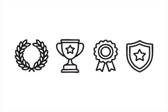 Trophy and star-emblem illustrations for gamification, ranking, and scoring designs