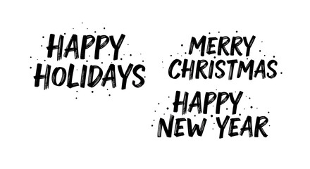 Fototapeta premium Happy holidays merry christmas happy new year text design