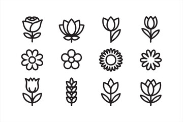 Minimal floral symbols for packaging, wellness branding, and decorative layouts