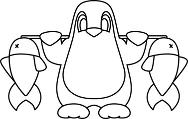 Penguin Angler Fish Fishing Animal Vector Graphic Art Illustration