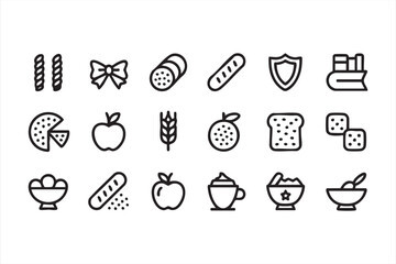 Minimal food illustrations for cooking platforms, meal planners, and kitchen apps