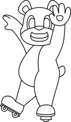 Panda Inline skating Inline skates Sports Animal Vector Graphic Art Illustration