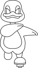 Duck Inline skating Inline skates Sports Animal Vector Graphic Art Illustration
