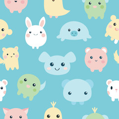 Adorable kawaii animals seamless pattern for cute and playful designs