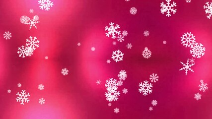 White snowflakes falling on red background christmas new year animation - Powered by Adobe