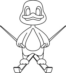 Duck Skier Ski Winter sports Animal Vector Graphic Art Illustration