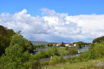 big residential blocks at the Autoroute near Forbach, France