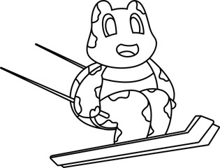 Turtle Ski jumper Ski Winter sports Animal Vector Graphic Art Illustration