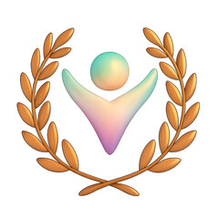 Abstract 3D Human Figure in Golden Laurel Wreath for Human Rights Concept