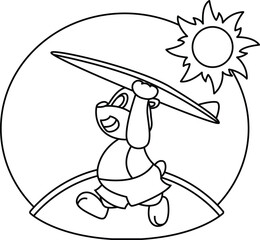 Dog Surfing Surfboard Summer Animal Vector Graphic Art Illustration