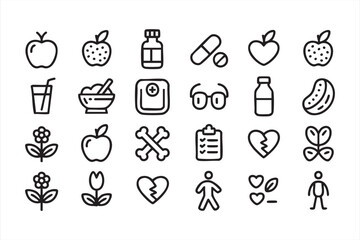 Wellness and Diet Symbol Pack for Healthcare Dashboards and Infographics