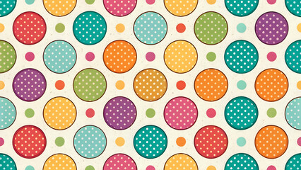 Retro polka dot pattern, multicolor, 80s style, seamless