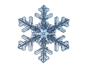 Glass snowflake isolated on a transparent background.