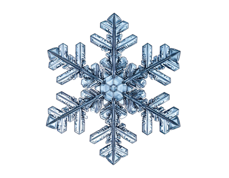 Glass snowflake isolated on a transparent background.