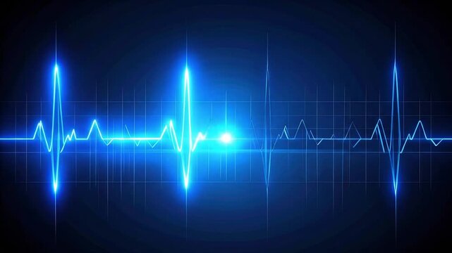 Dynamic Glowing Heartbeat Waveform Visualized with a Grid Background