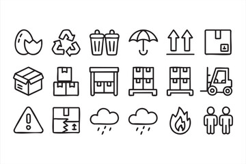 Shipping and Handling Symbols for Warehouse Labels and Transport Packaging