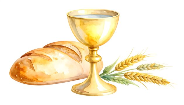 Religious Communion Bread and Wine.