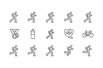 Cardio and Athlete Icons for Exercise Logs and Fitness UI