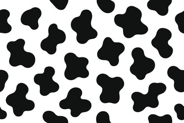 Abstract black and white cowhide print seamless repeating pattern background texture