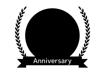 ロゴやスタンプ・記念日・表彰用のアニバーサリー（Anniversary）の月桂樹と円形エンブレム
