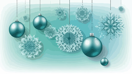 Winter Wonderland Teal Ornaments and Snowflake Decorations