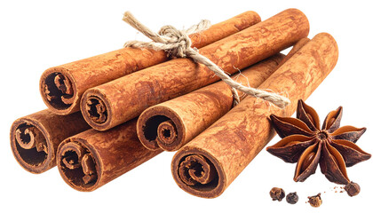 Aromatic cinnamon sticks isolated on white transparent background Remove png