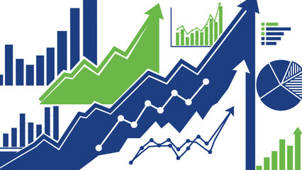 A dynamic visual representation of financial growth and market trends, featuring various charts and graphs.