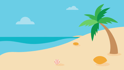 Sunny Sandy Beach with Turquoise Water