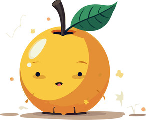 Cartoon Halloween pumpkin illustration with autumn fruit and leaves