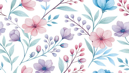 seamless floral pattern, Watercolor floral petals pattern, delicate pastel tones, seamless