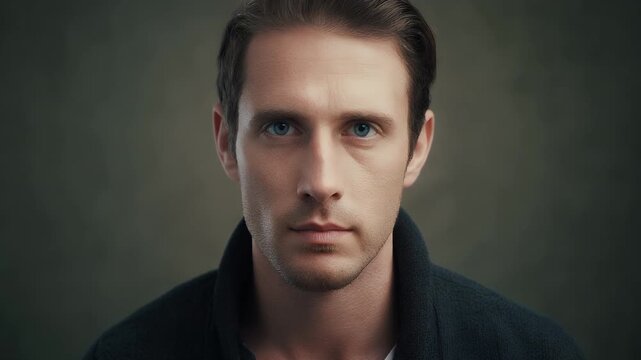 Handsome man staring intently at the camera with a serious expression.