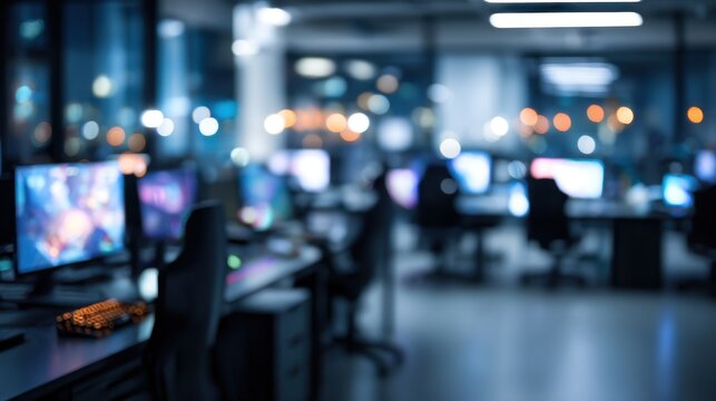Blurred night office