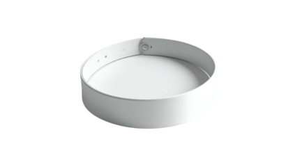 Simple round white dish with elevated rim on black background
