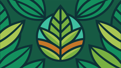 Seamless pattern of minimalist leaf mosaic icons in a clean modern style