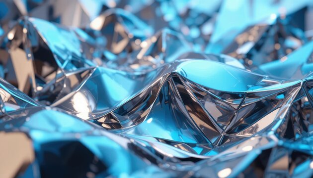 Textured waves of blue and metallic shimmer create a modern, abstract landscape Generative AI