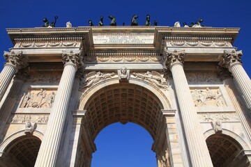 Fototapeta premium Porta Sempione, Milan - Arch of Peace. Neoclassical monument in Milan, Italy.