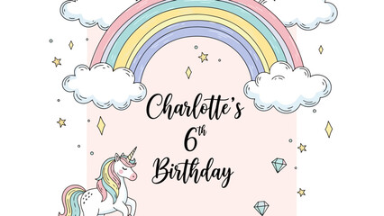 Celebrate Charlotte's 6th Birthday with a Magical Unicorn and Rainbow Theme